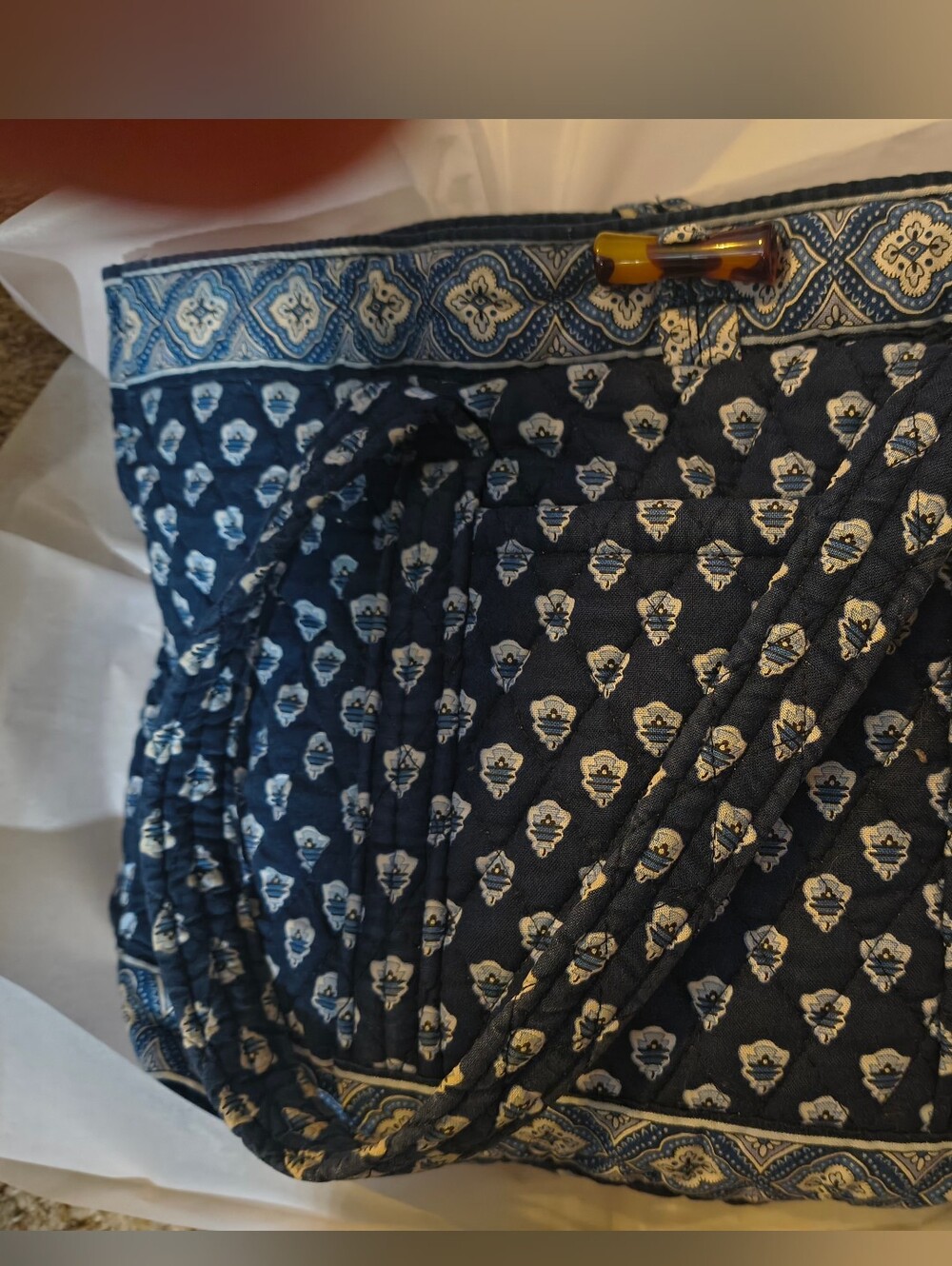 Vera Bradley Nantucket Quilted Navy Blue Patterned Tote Bag Retired Vintage